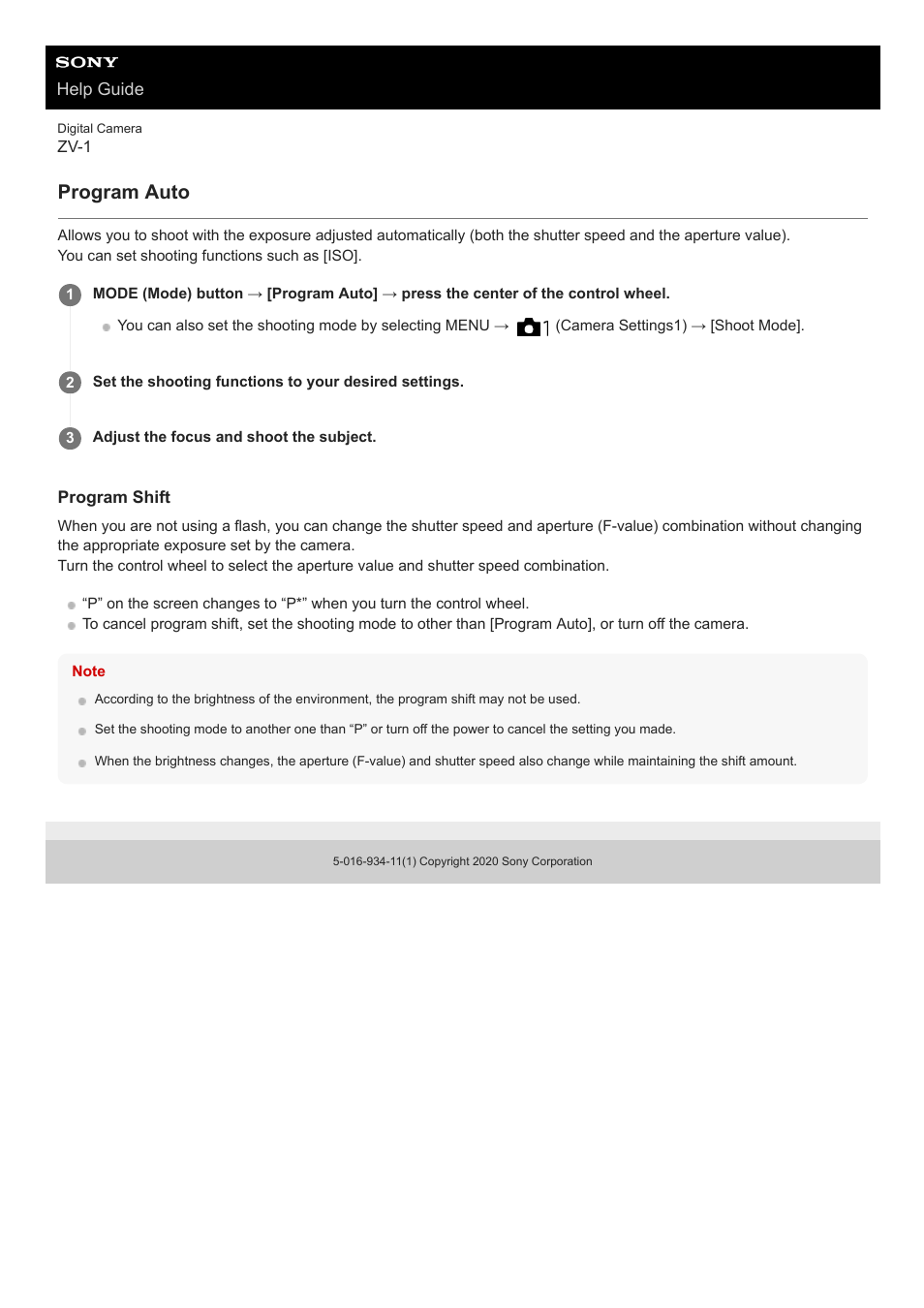 Program auto | Sony Airpeak S1 Professional Drone User Manual | Page 116 / 555