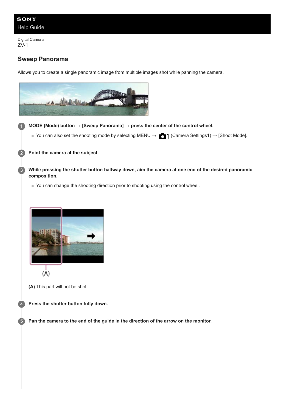 Sweep panorama | Sony Airpeak S1 Professional Drone User Manual | Page 122 / 555