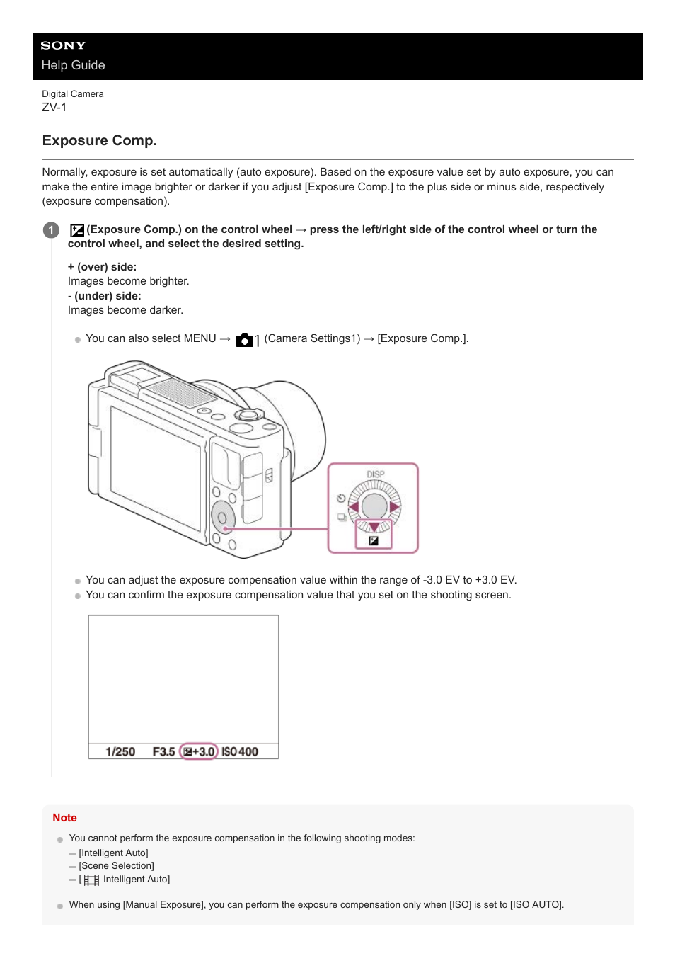 Exposure comp | Sony Airpeak S1 Professional Drone User Manual | Page 133 / 555