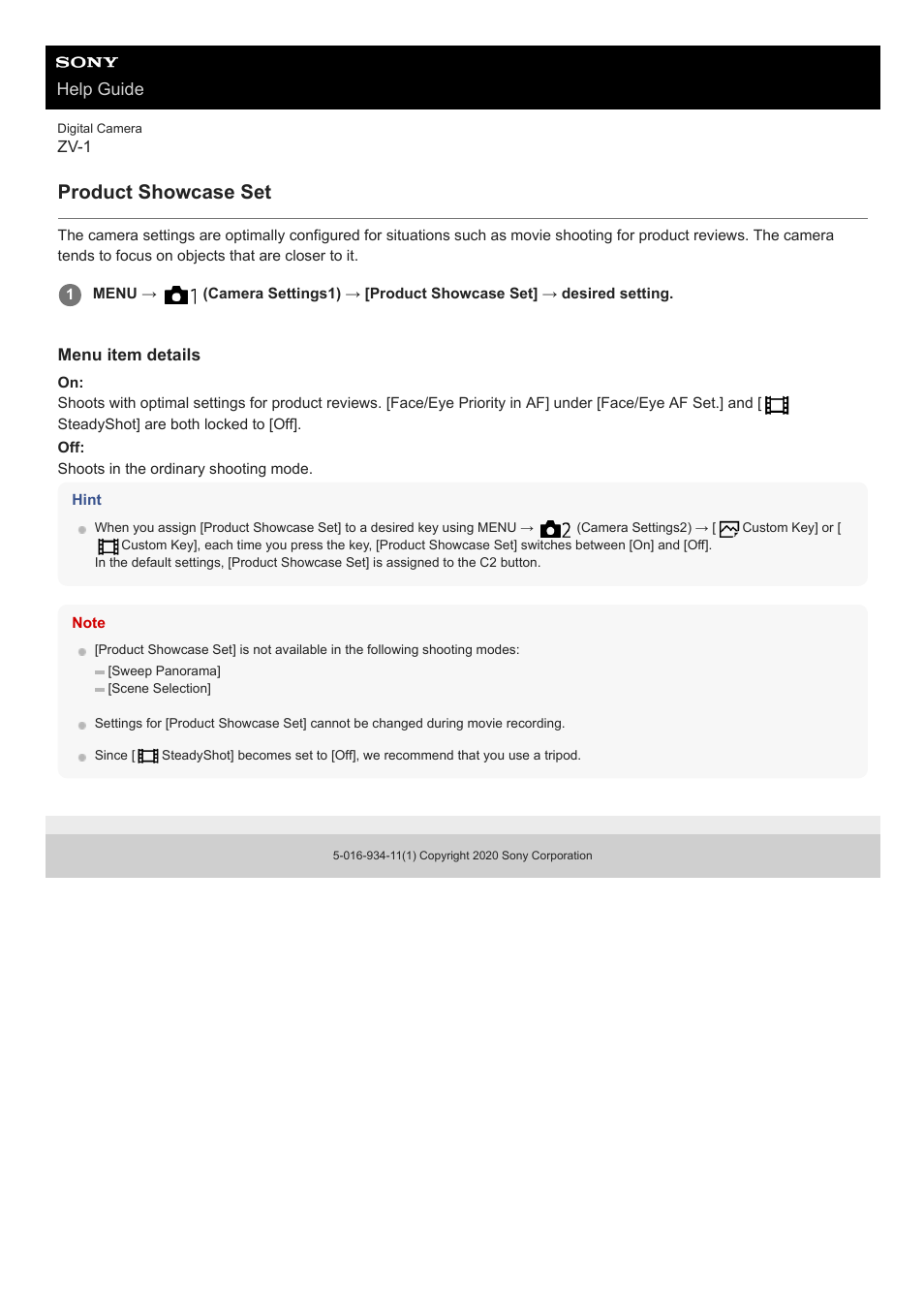 Product showcase set, Help guide | Sony Airpeak S1 Professional Drone User Manual | Page 143 / 555