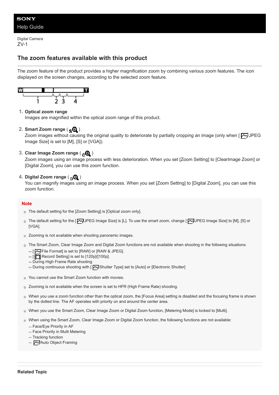 The zoom features available with this product, Help guide | Sony Airpeak S1 Professional Drone User Manual | Page 150 / 555