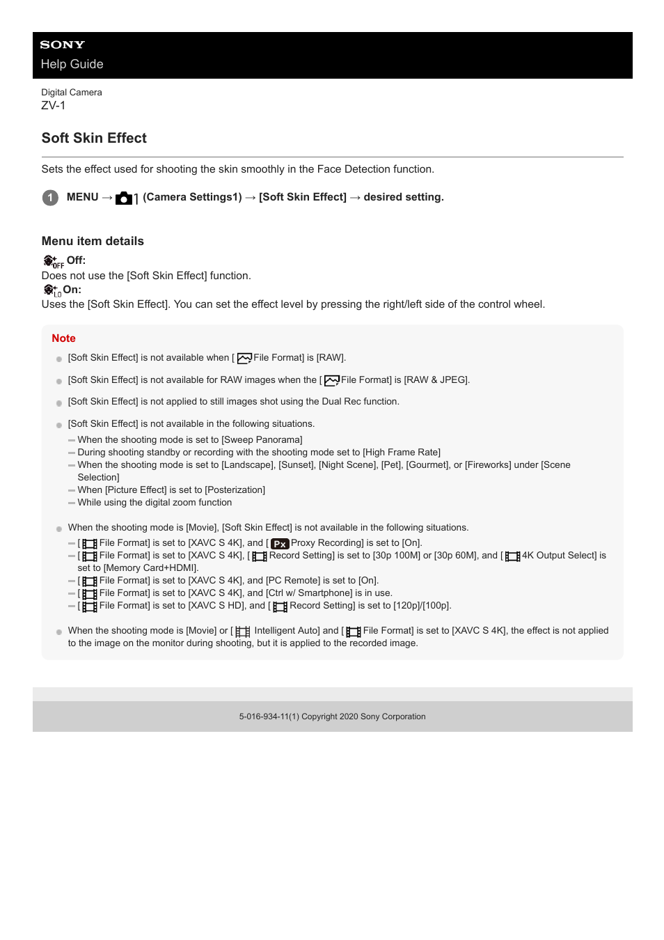 Soft skin effect, Help guide | Sony Airpeak S1 Professional Drone User Manual | Page 163 / 555