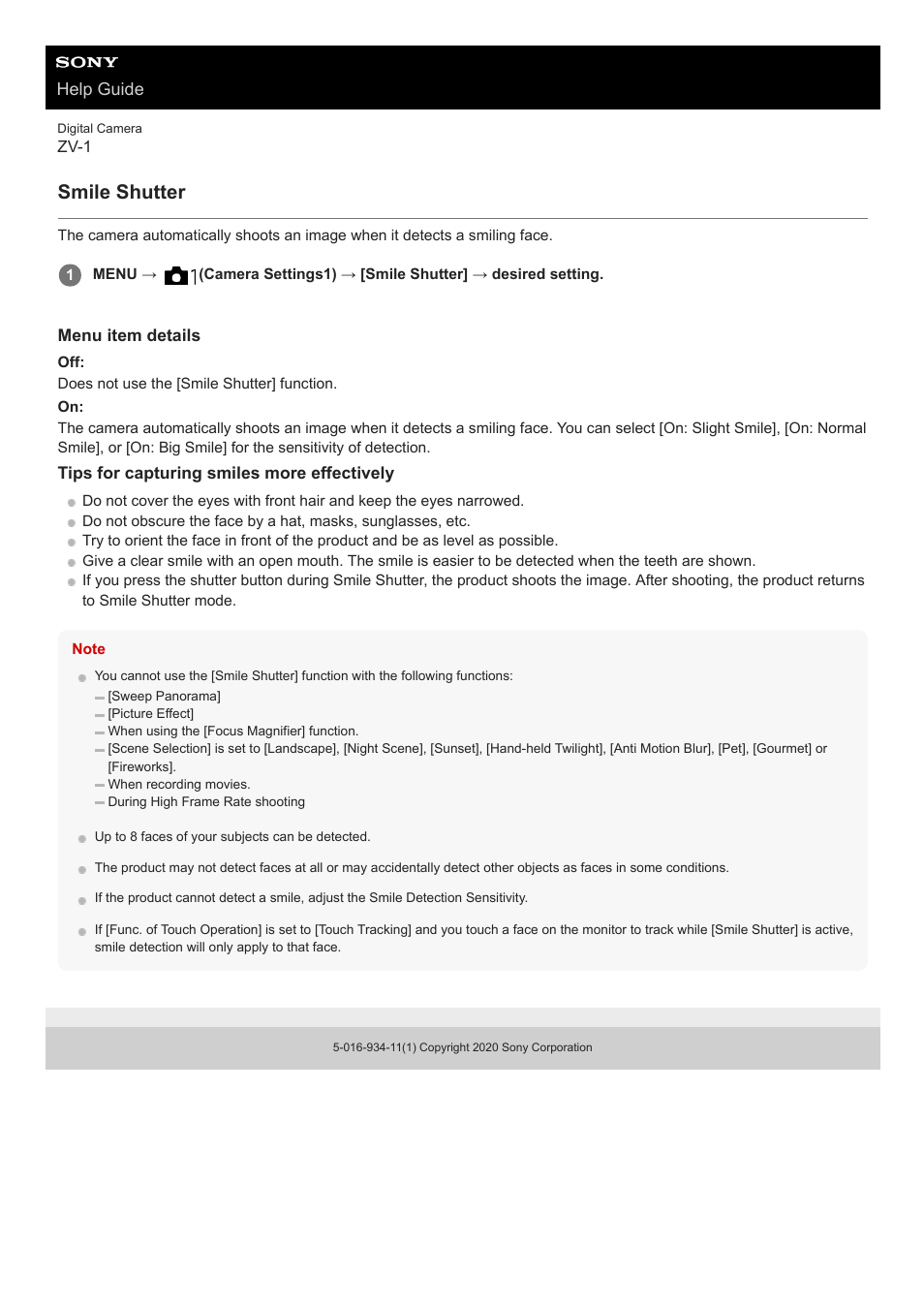 Smile shutter | Sony Airpeak S1 Professional Drone User Manual | Page 172 / 555