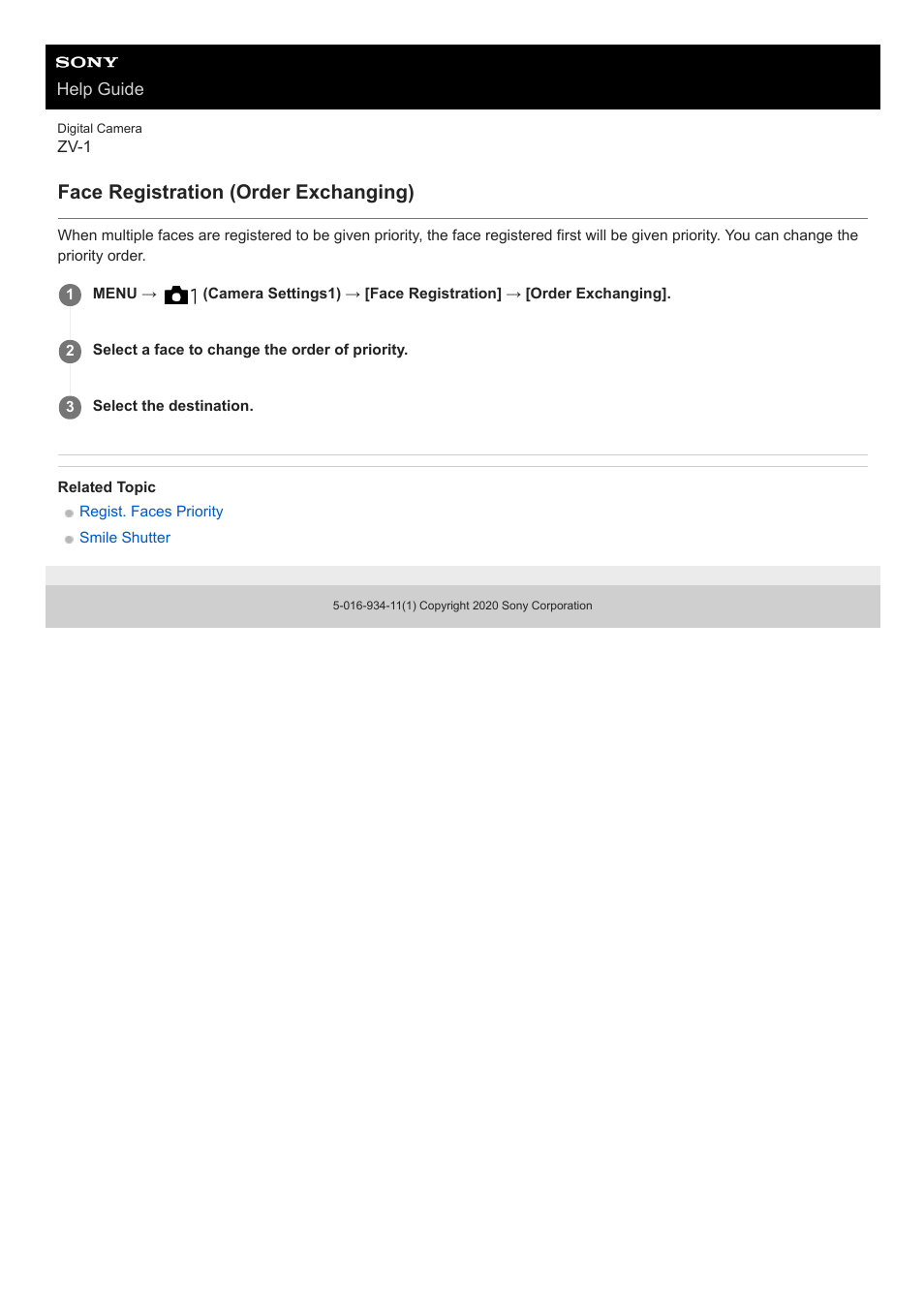 Face registration (order exchanging) | Sony Airpeak S1 Professional Drone User Manual | Page 174 / 555