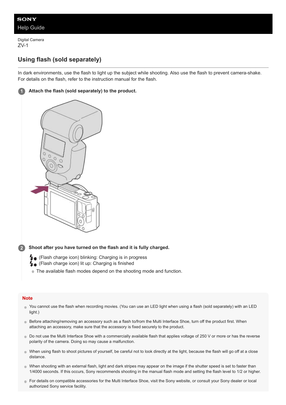 Using flash (sold separately) | Sony Airpeak S1 Professional Drone User Manual | Page 176 / 555