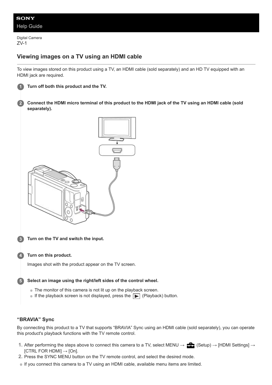 Viewing images on a tv using an hdmi cable | Sony Airpeak S1 Professional Drone User Manual | Page 246 / 555