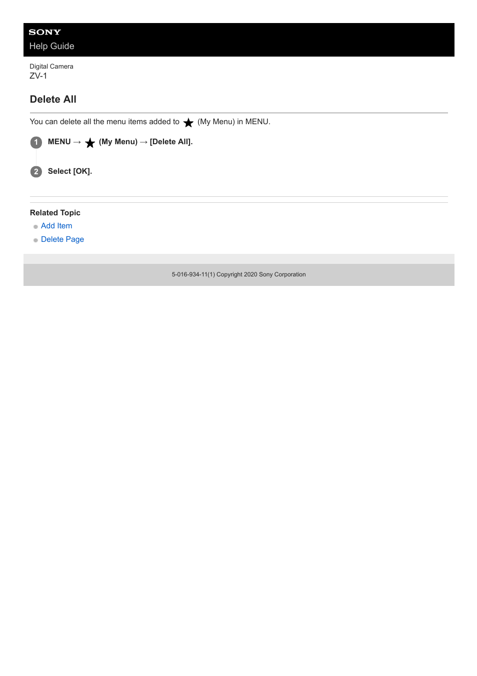 Delete all | Sony Airpeak S1 Professional Drone User Manual | Page 253 / 555