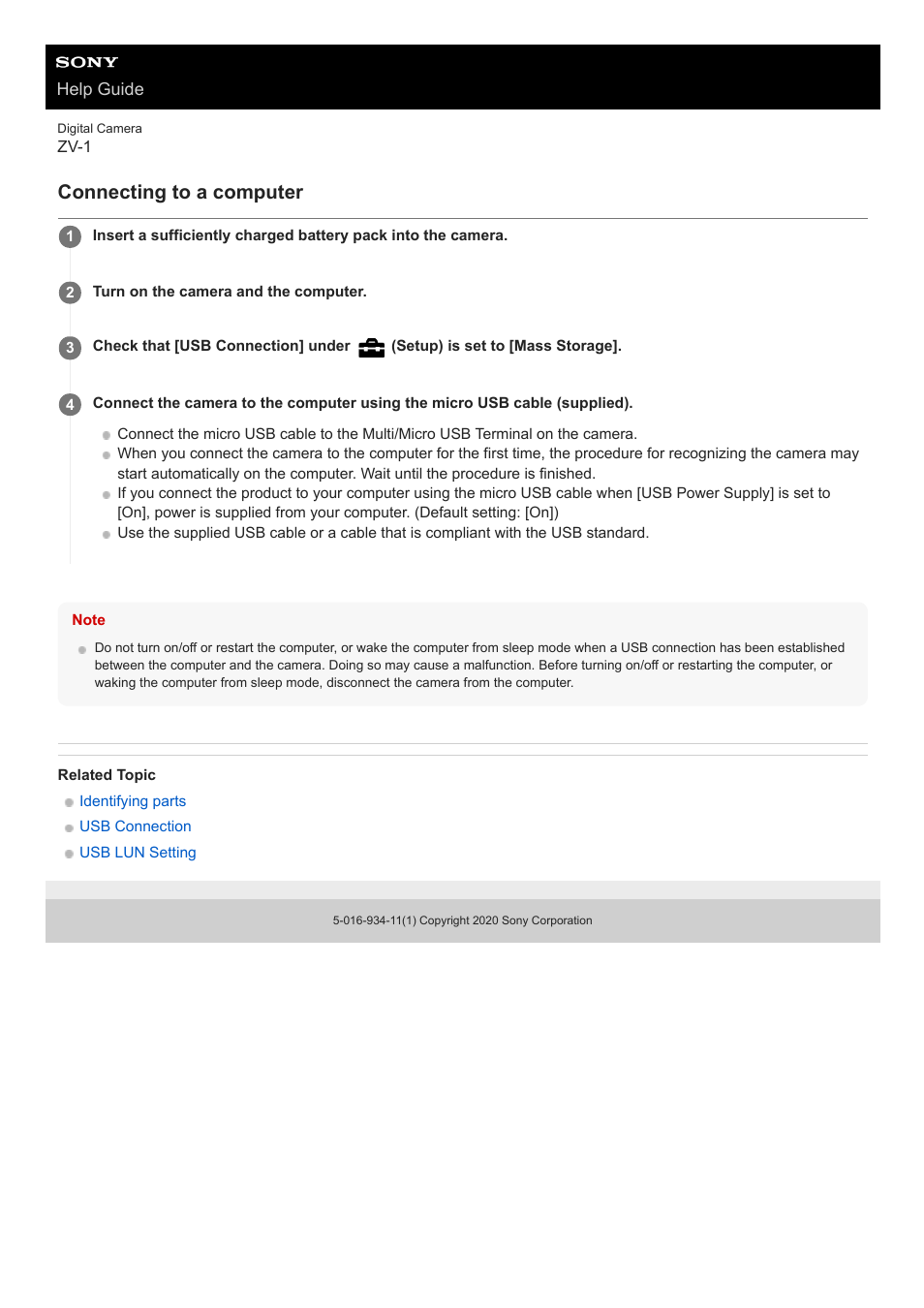 Connecting to a computer | Sony Airpeak S1 Professional Drone User Manual | Page 320 / 555