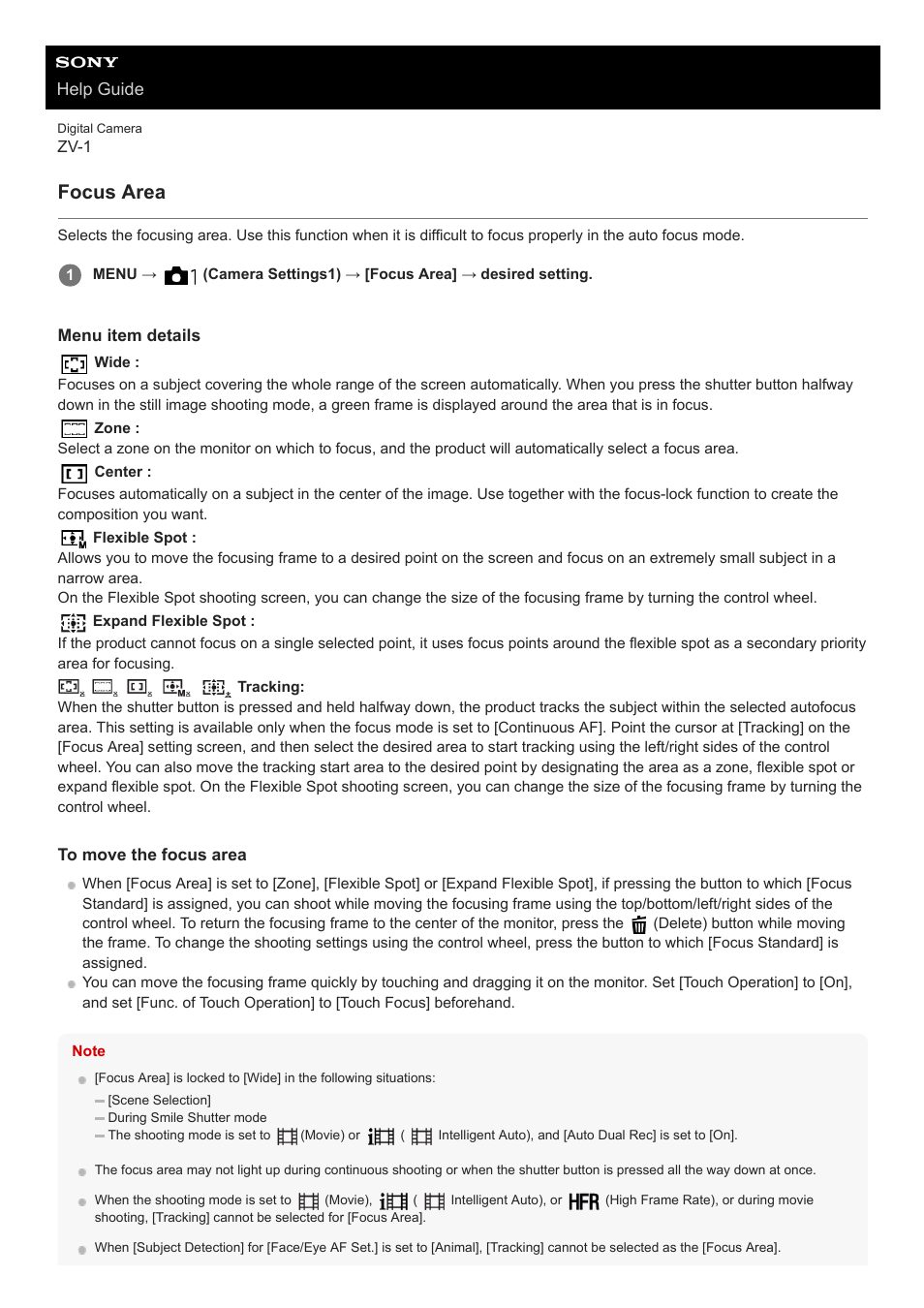 Focus area | Sony Airpeak S1 Professional Drone User Manual | Page 353 / 555