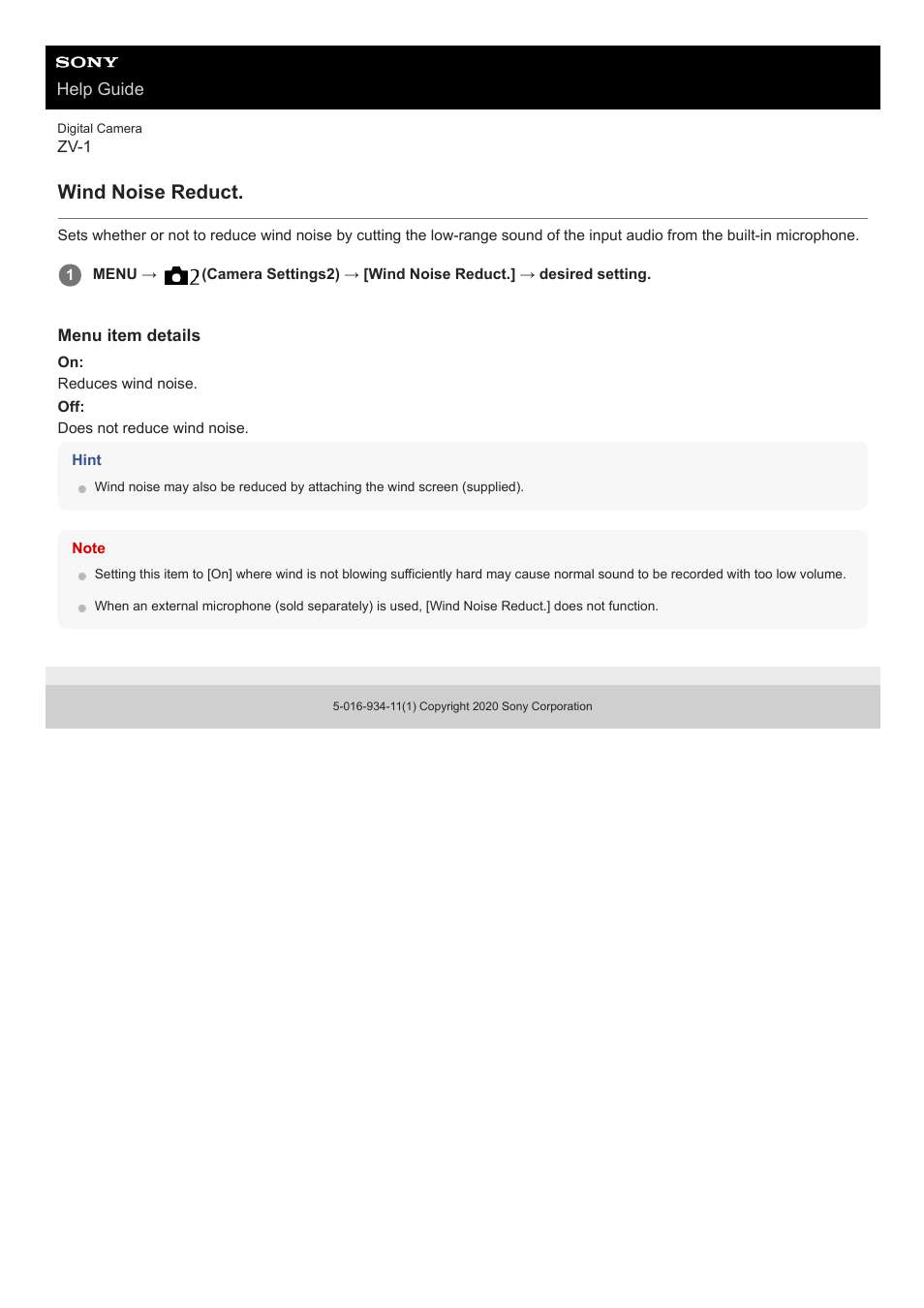 Wind noise reduct | Sony Airpeak S1 Professional Drone User Manual | Page 423 / 555