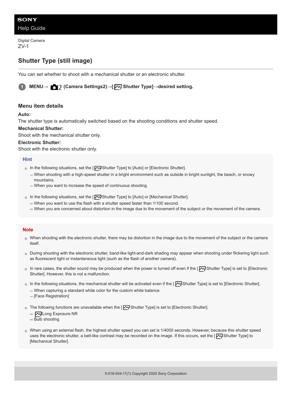 Shutter type (still image), Help guide | Sony Airpeak S1 Professional Drone User Manual | Page 429 / 555