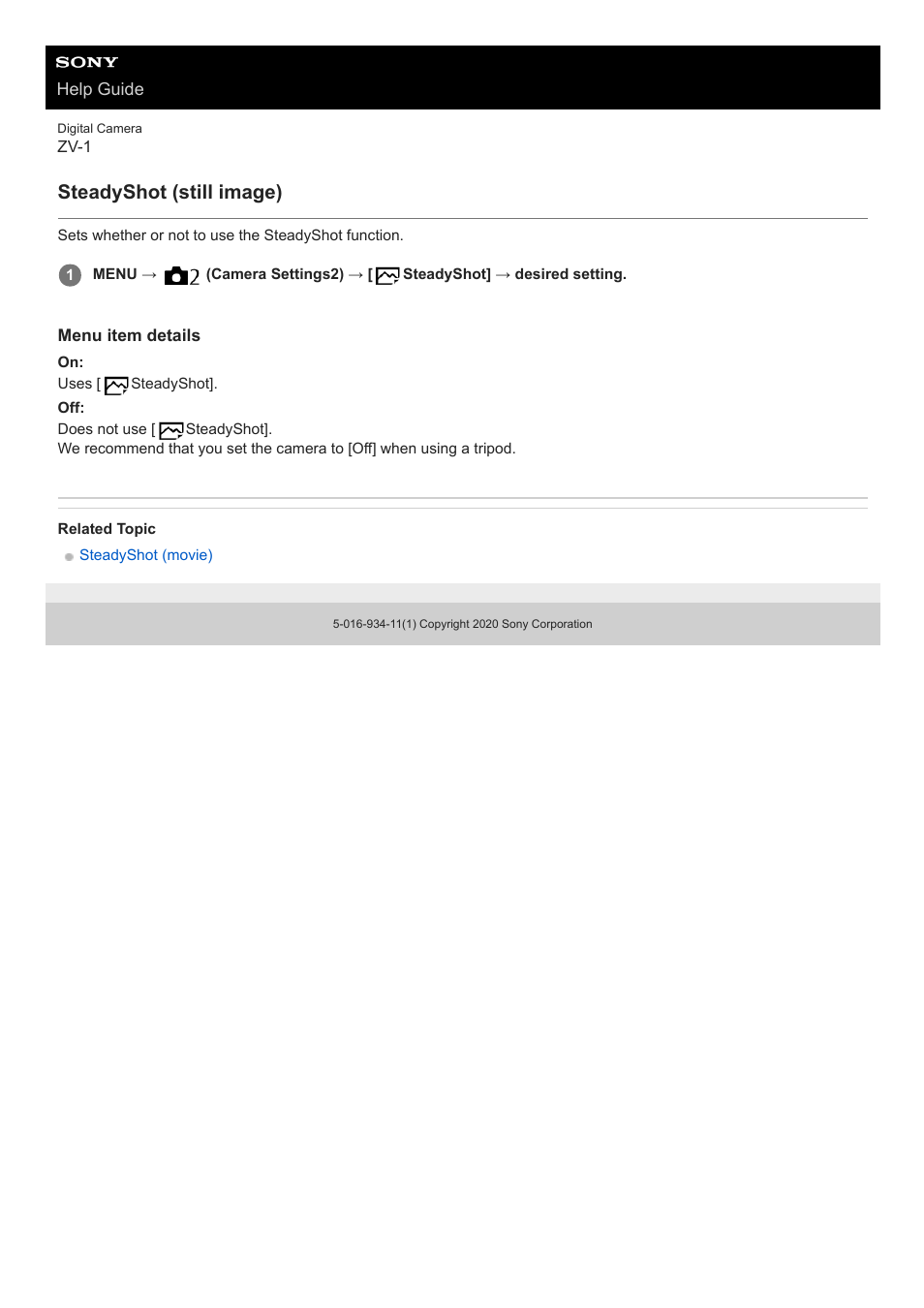 Steadyshot (still image) | Sony Airpeak S1 Professional Drone User Manual | Page 431 / 555