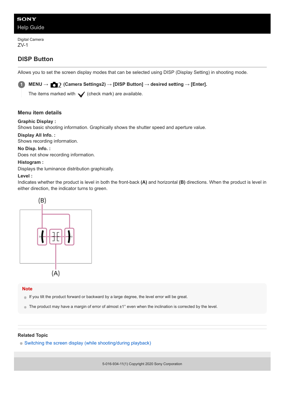 Disp button | Sony Airpeak S1 Professional Drone User Manual | Page 434 / 555