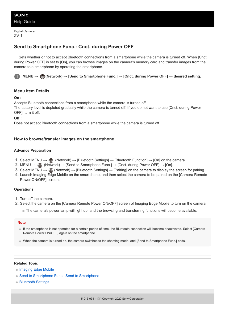 Send to smartphone func.: cnct. during power off | Sony Airpeak S1 Professional Drone User Manual | Page 454 / 555