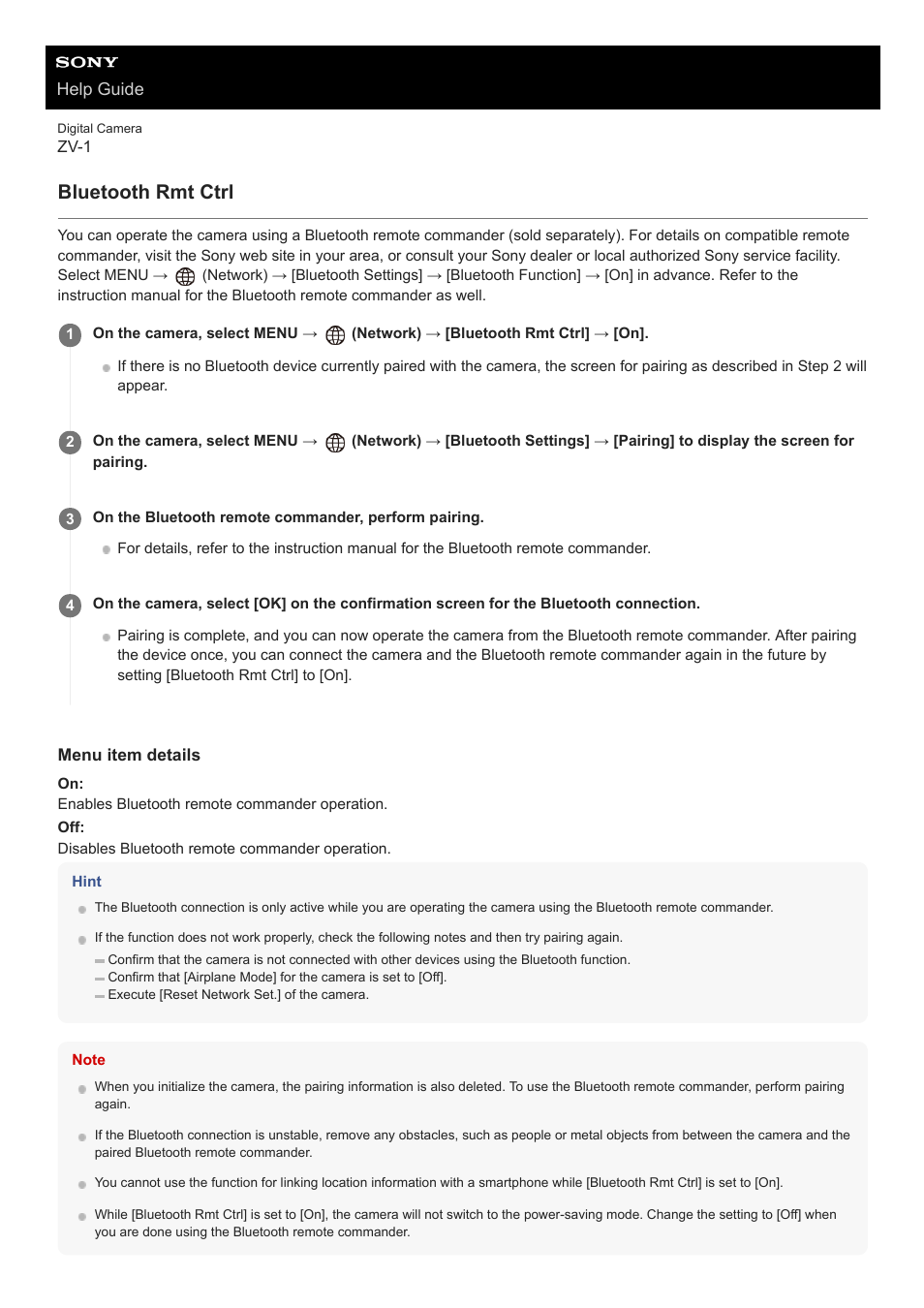 Bluetooth rmt ctrl | Sony Airpeak S1 Professional Drone User Manual | Page 470 / 555