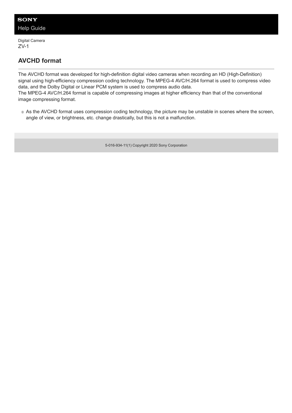 Avchd format | Sony Airpeak S1 Professional Drone User Manual | Page 545 / 555