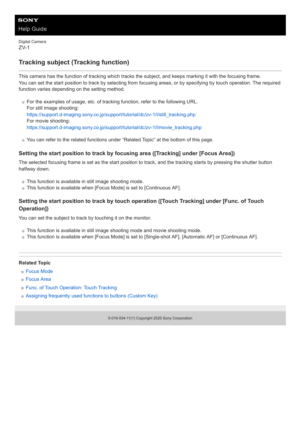 Tracking subject (tracking function) | Sony Airpeak S1 Professional Drone User Manual | Page 71 / 555