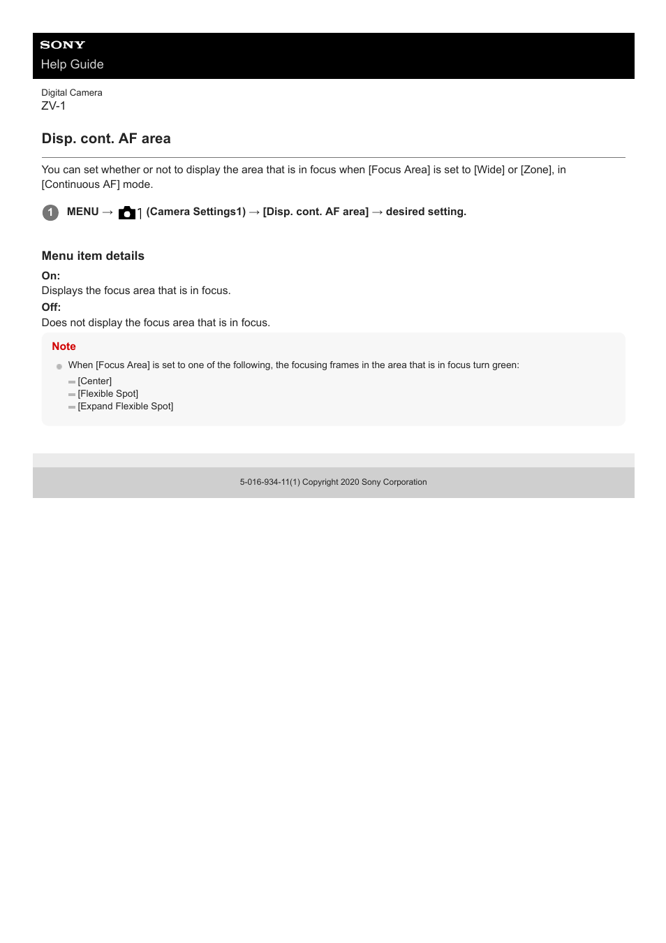 Disp. cont. af area | Sony Airpeak S1 Professional Drone User Manual | Page 75 / 555