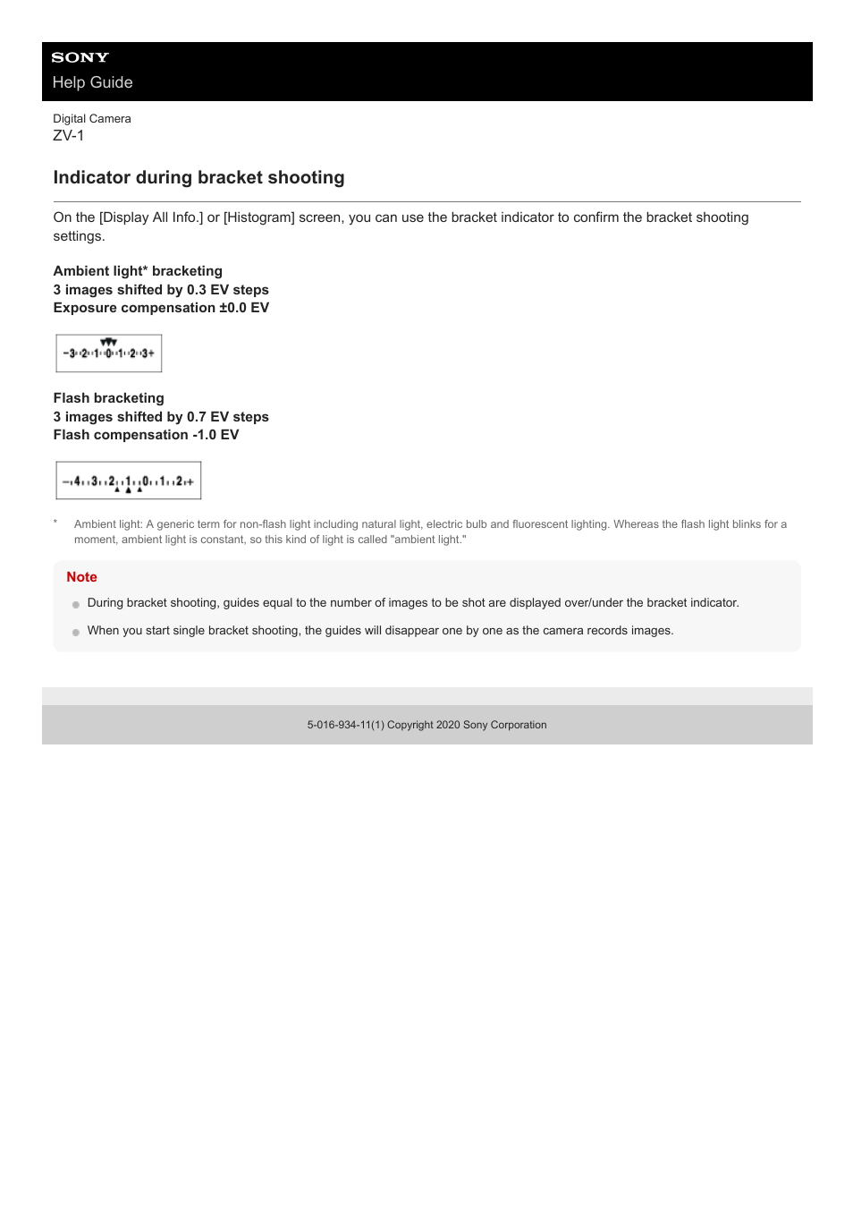 Indicator during bracket shooting, Help guide | Sony Airpeak S1 Professional Drone User Manual | Page 93 / 555