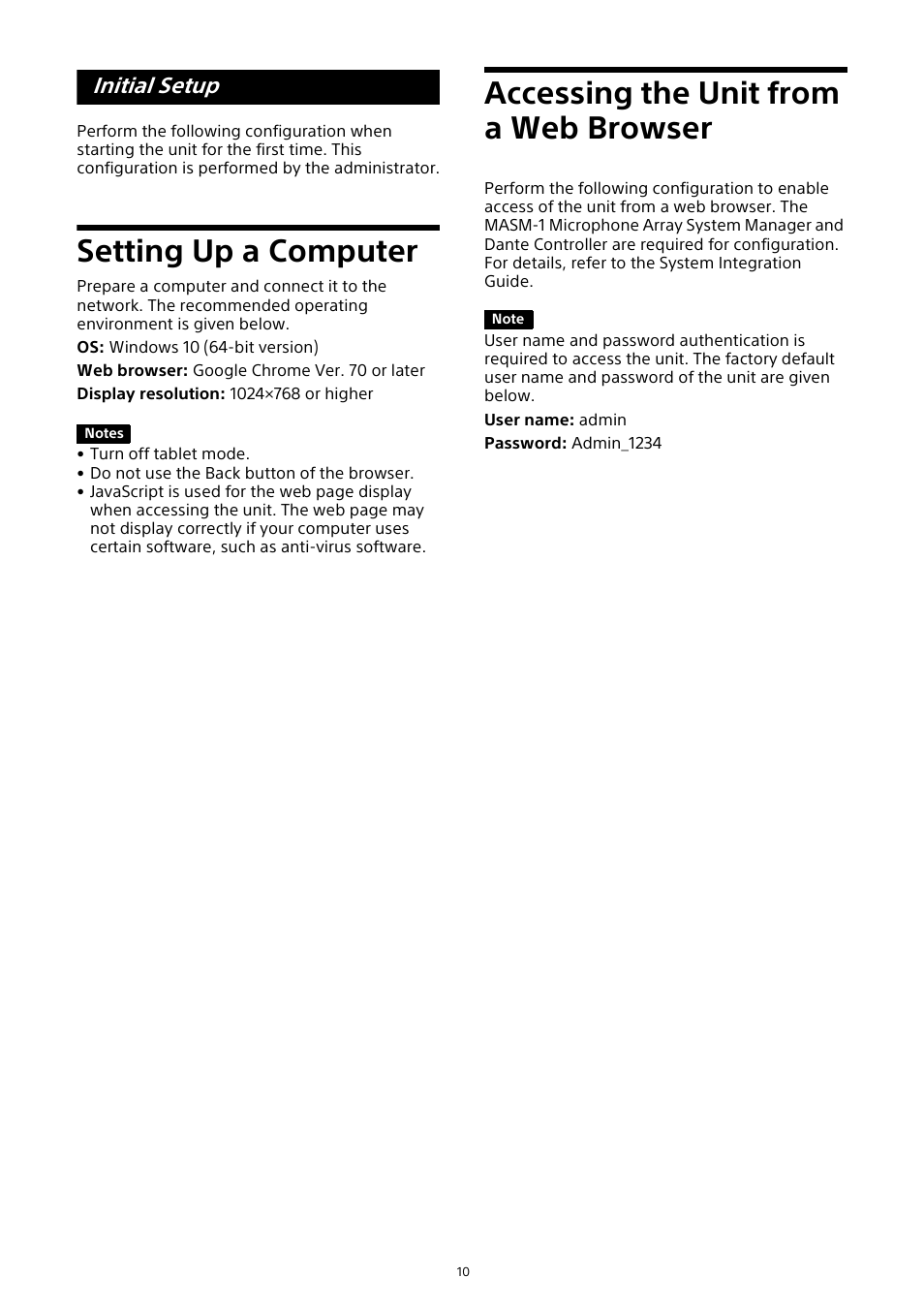 Initial setup, Setting up a computer, Accessing the unit from a web browser | Accessing the unit from a web, Browser | Sony HVL-F20M External Flash User Manual | Page 10 / 33