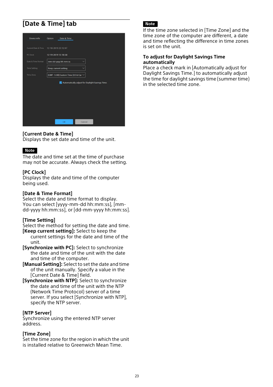 Date & time] tab | Sony HVL-F20M External Flash User Manual | Page 23 / 33