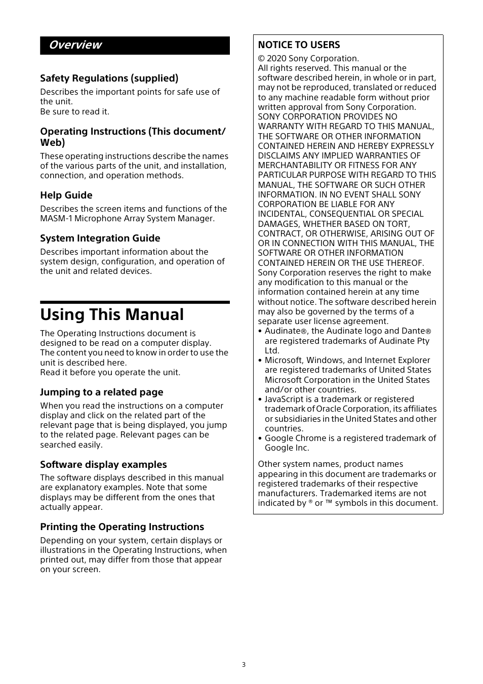 Overview, Using this manual | Sony HVL-F20M External Flash User Manual | Page 3 / 33