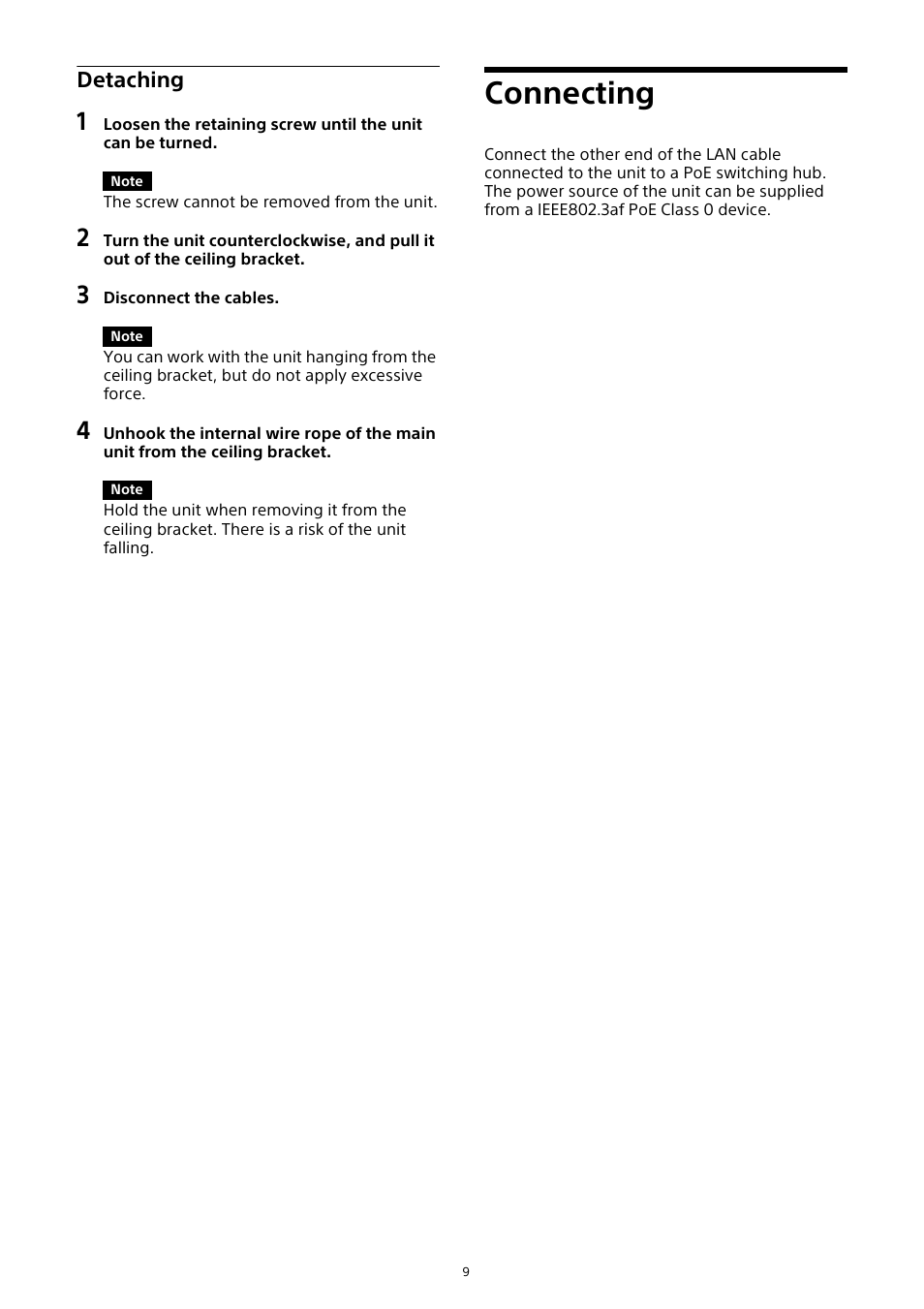 Connecting, Detaching | Sony HVL-F20M External Flash User Manual | Page 9 / 33