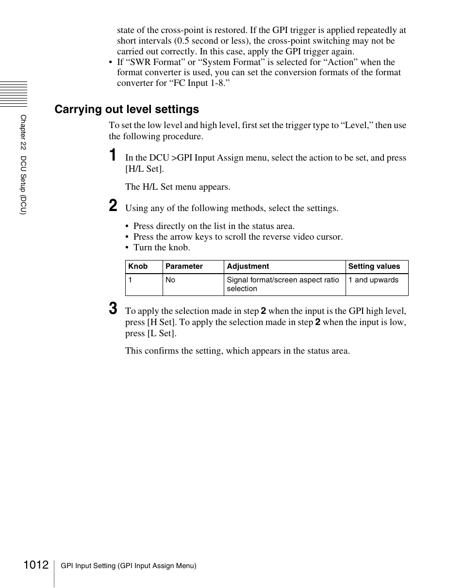 Carrying out level settings | Sony Multi Interface Shoe Adapter User Manual | Page 1012 / 1094