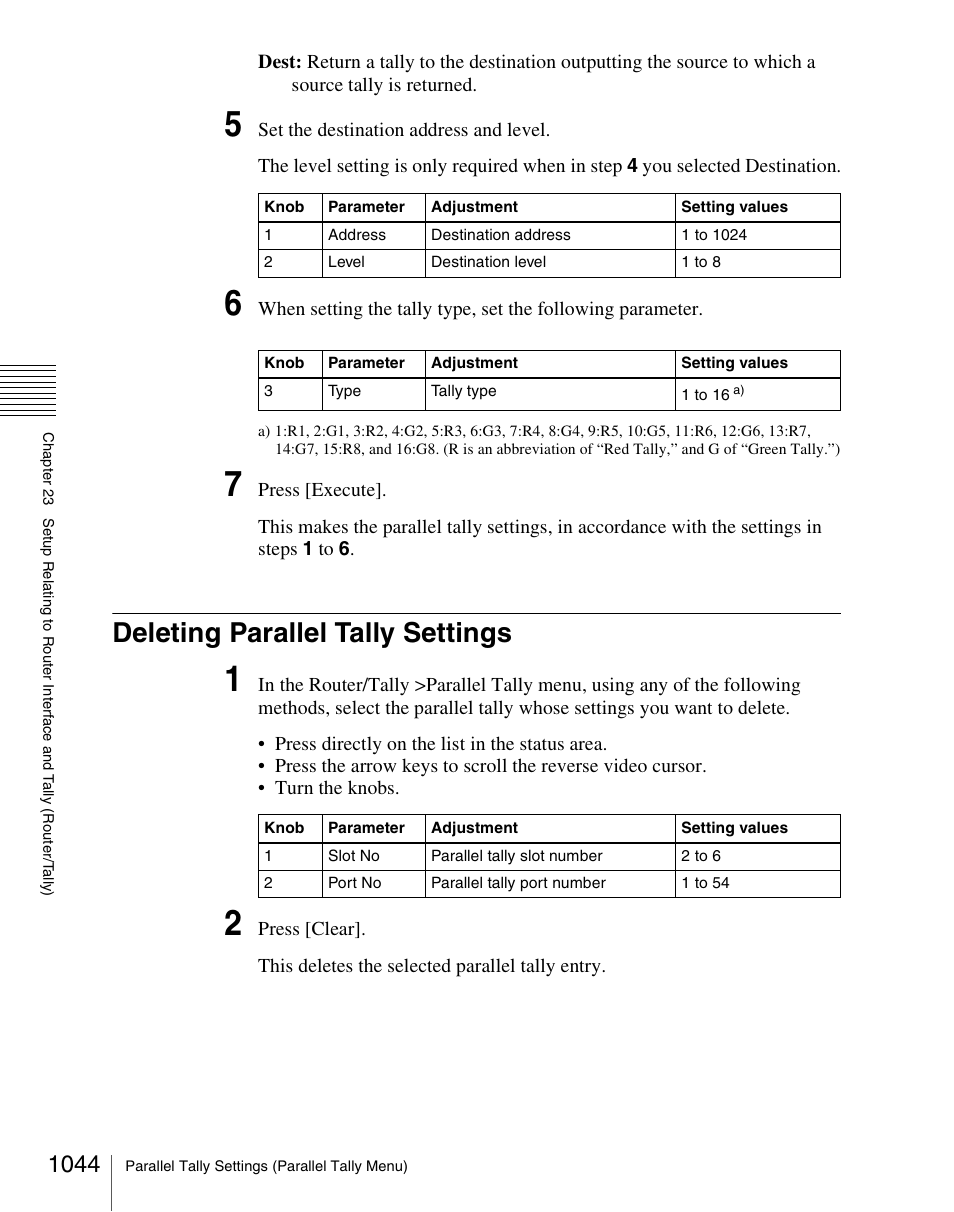 Deleting parallel tally settings, Deleting parallel tally settings 4 | Sony Multi Interface Shoe Adapter User Manual | Page 1044 / 1094