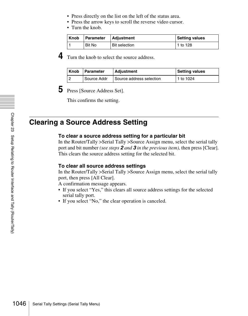 Clearing a source address setting, Clearing a source address setting 6 | Sony Multi Interface Shoe Adapter User Manual | Page 1046 / 1094