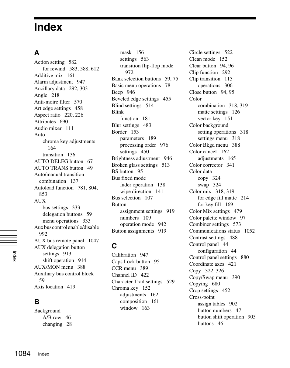 Index, Index 4 | Sony Multi Interface Shoe Adapter User Manual | Page 1084 / 1094