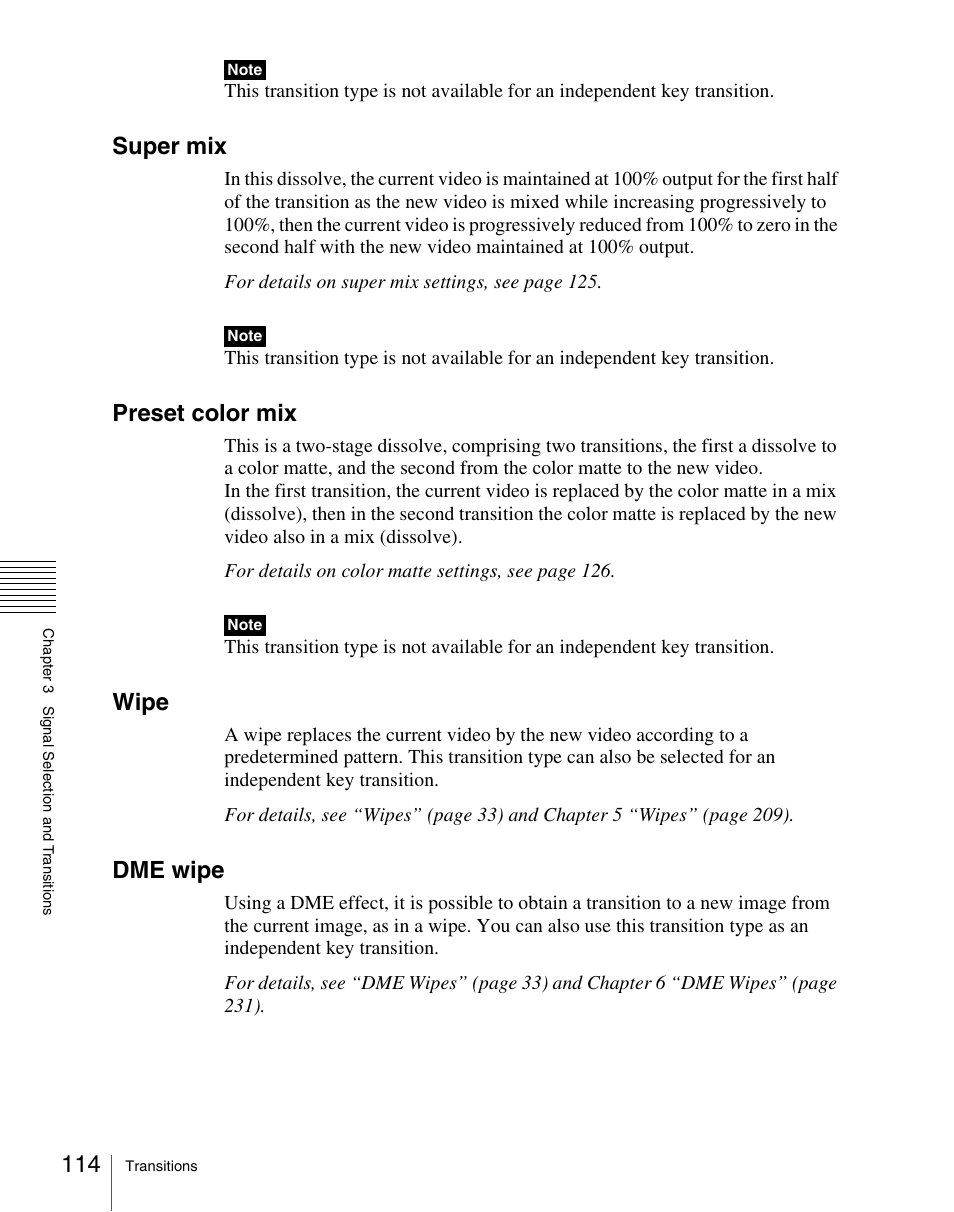 Super mix, Preset color mix, Wipe | Dme wipe | Sony Multi Interface Shoe Adapter User Manual | Page 114 / 1094