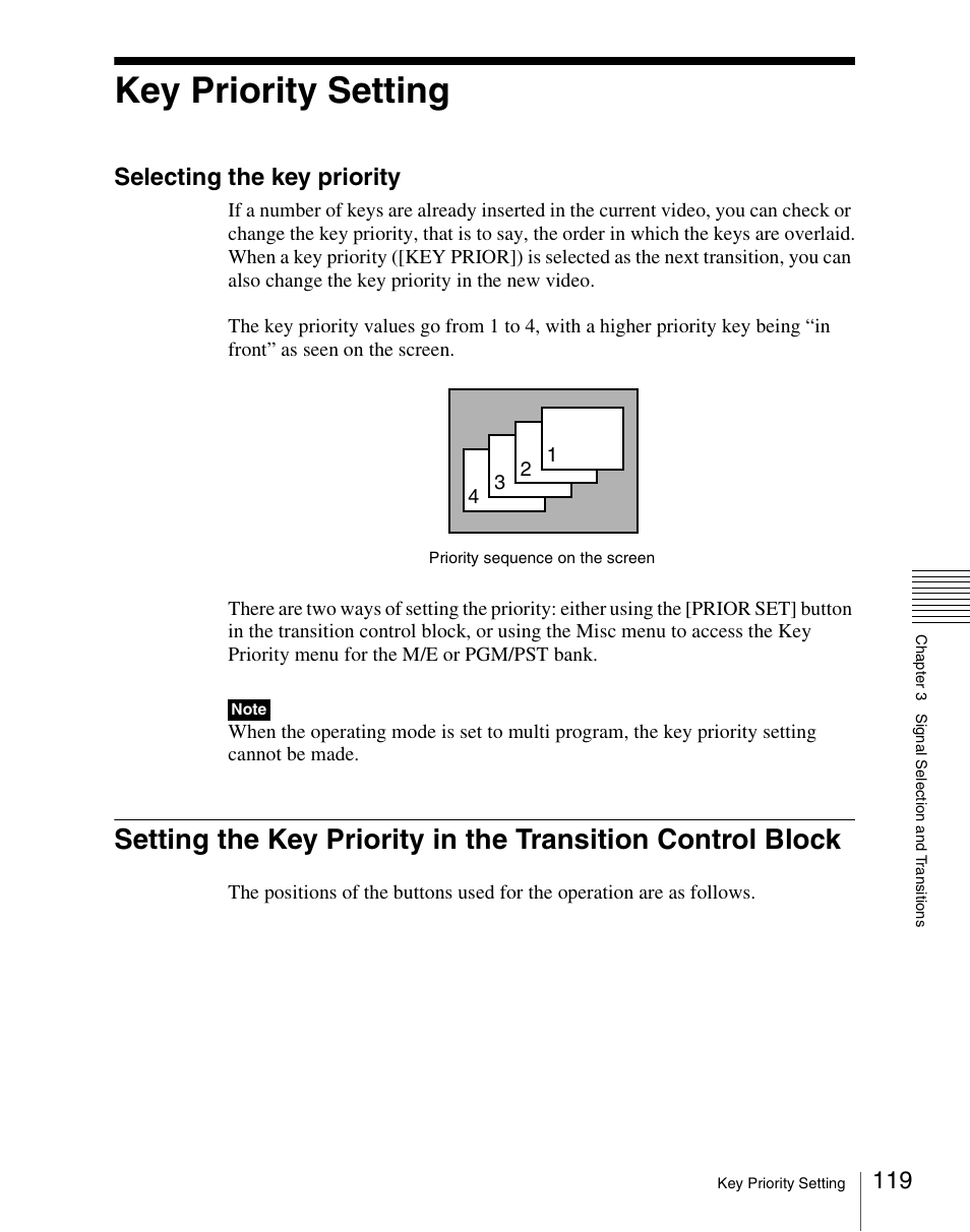 Key priority setting, Selecting the key priority | Sony Multi Interface Shoe Adapter User Manual | Page 119 / 1094