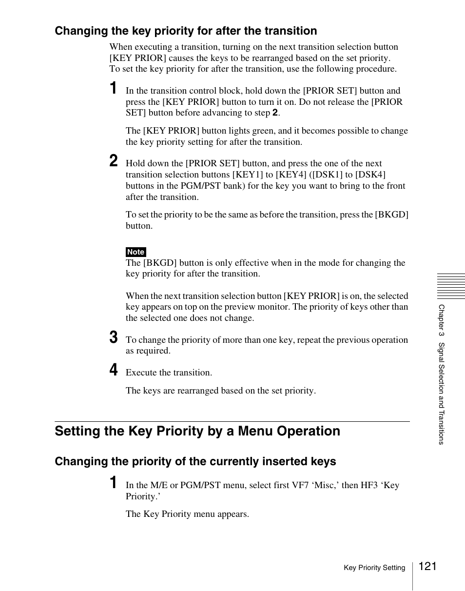 Setting the key priority by a menu operation | Sony Multi Interface Shoe Adapter User Manual | Page 121 / 1094