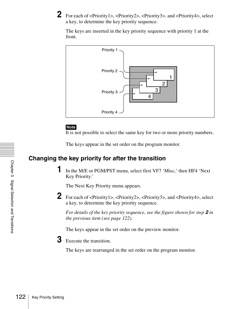 Changing the key priority for after the transition | Sony Multi Interface Shoe Adapter User Manual | Page 122 / 1094