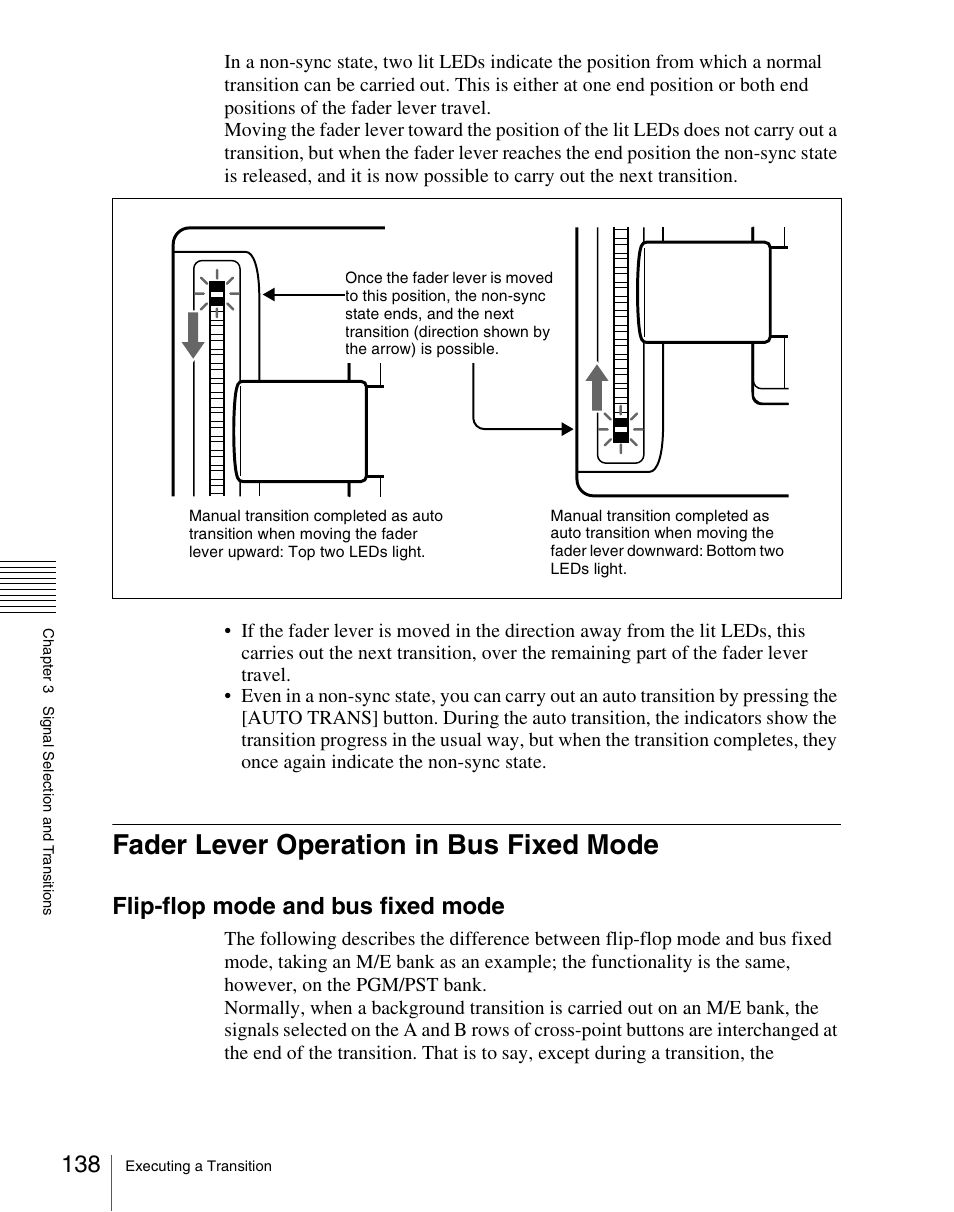 Fader lever operation in bus fixed mode, Flip-flop mode and bus fixed mode | Sony Multi Interface Shoe Adapter User Manual | Page 138 / 1094