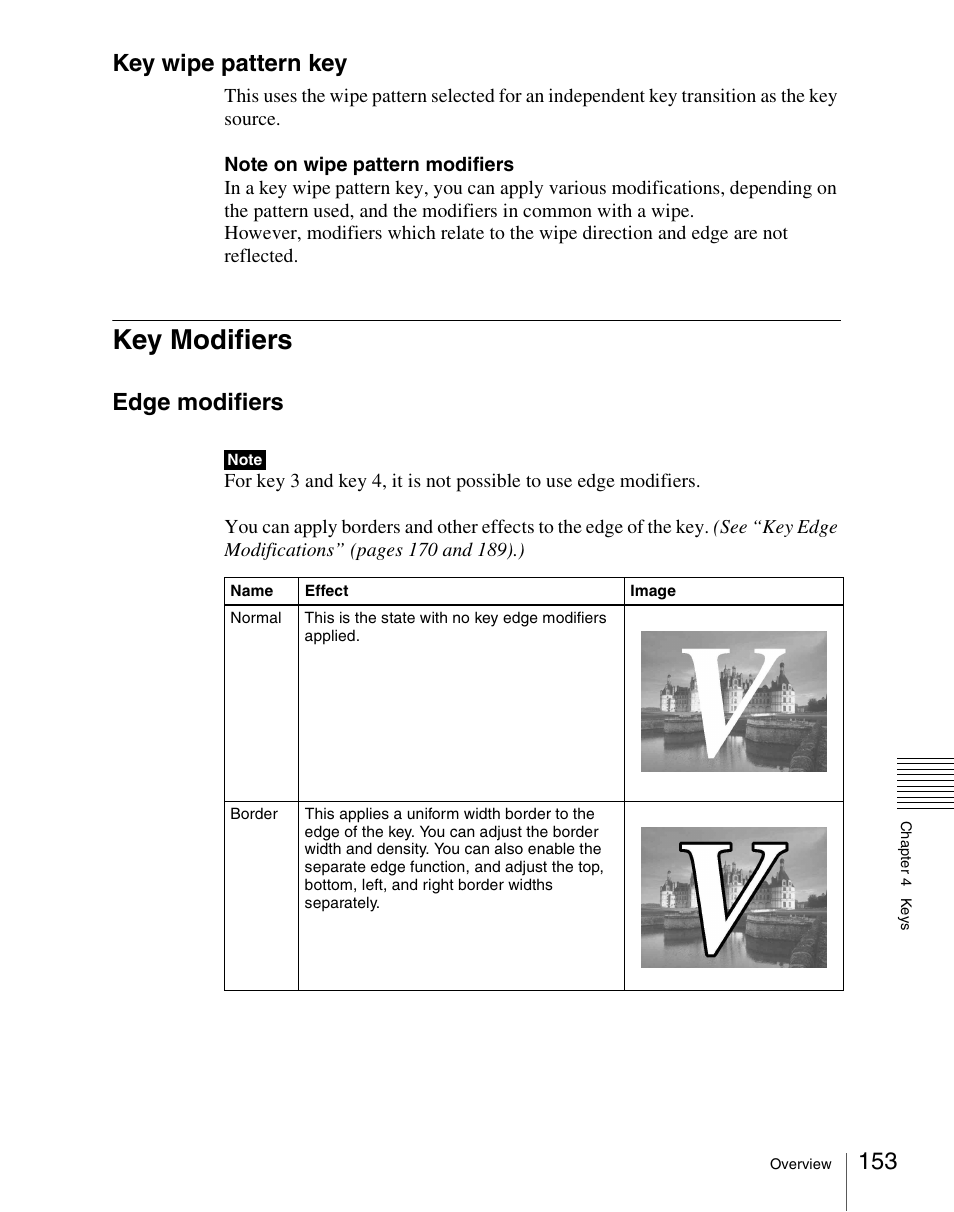 Key modifiers, Key wipe pattern key, Edge modifiers | Sony Multi Interface Shoe Adapter User Manual | Page 153 / 1094