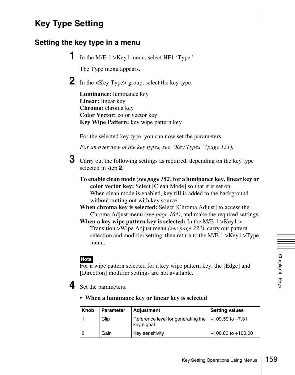 Key type setting, Ee “key type setting, Ee “setting the key type in | Setting the key type in a menu | Sony Multi Interface Shoe Adapter User Manual | Page 159 / 1094