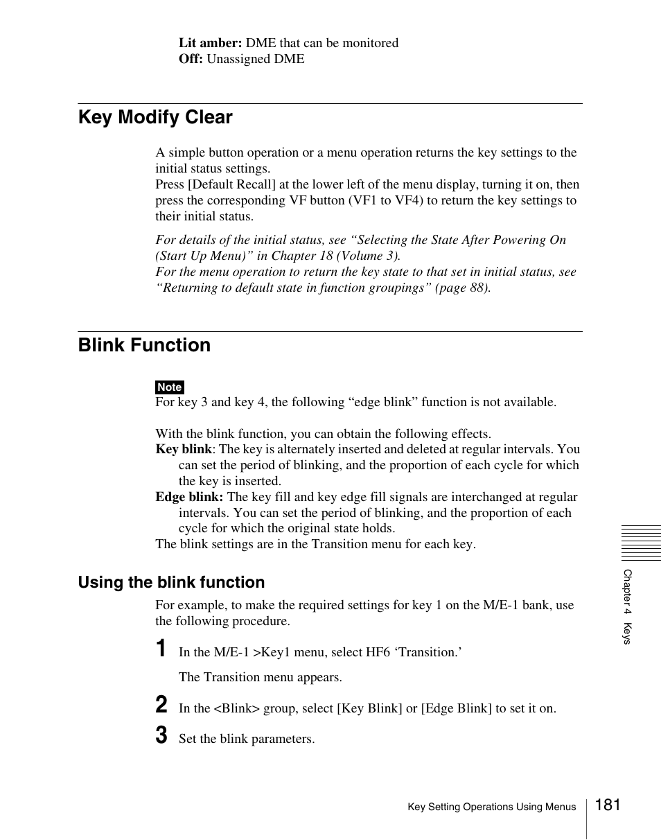 Key modify clear, Blink function, Key modify clear blink function | Using the blink function | Sony Multi Interface Shoe Adapter User Manual | Page 181 / 1094