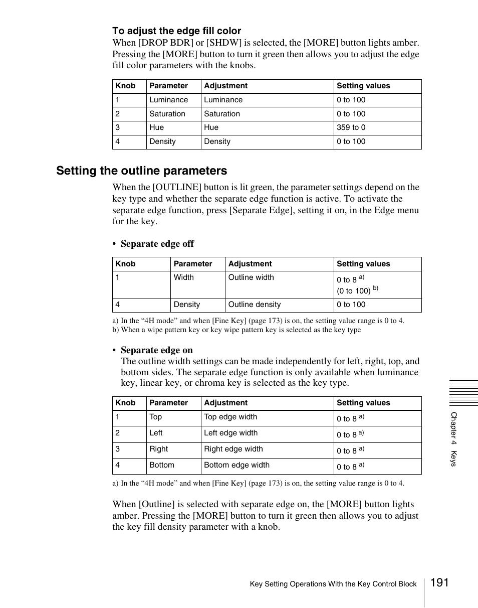 Setting the outline parameters | Sony Multi Interface Shoe Adapter User Manual | Page 191 / 1094