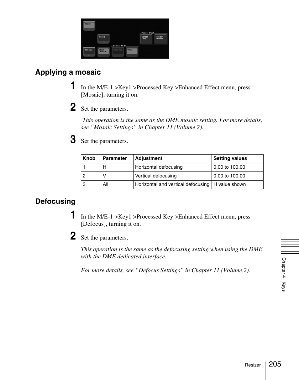 Applying a mosaic, Defocusing | Sony Multi Interface Shoe Adapter User Manual | Page 205 / 1094