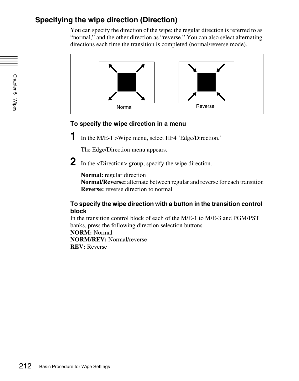 Specifying the wipe direction (direction) | Sony Multi Interface Shoe Adapter User Manual | Page 212 / 1094