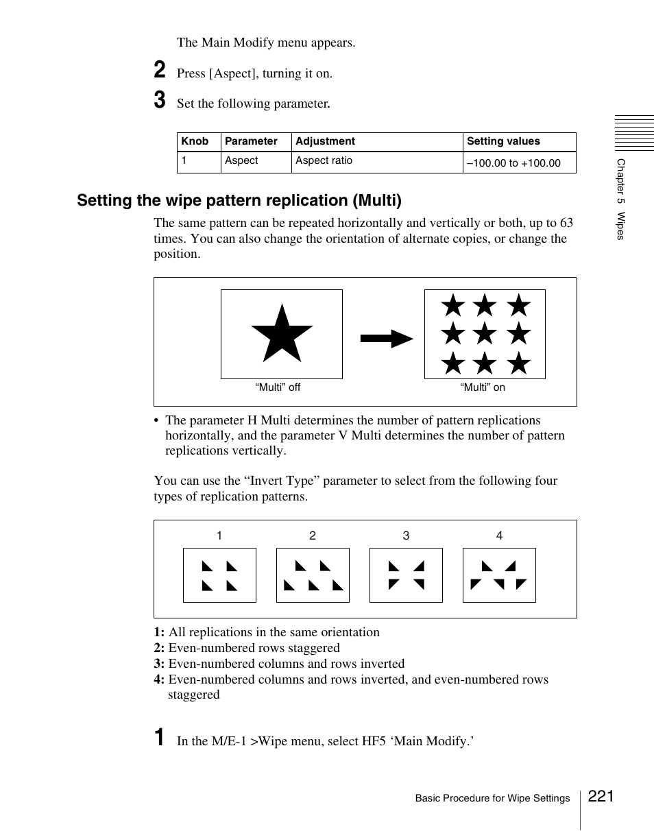 Setting the wipe pattern replication (multi) | Sony Multi Interface Shoe Adapter User Manual | Page 221 / 1094