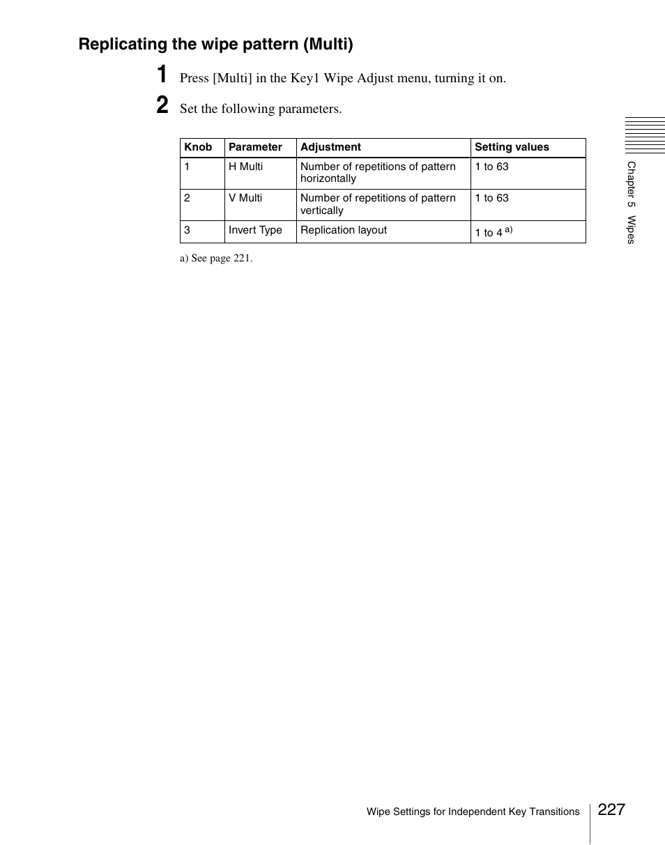 Replicating the wipe pattern (multi) | Sony Multi Interface Shoe Adapter User Manual | Page 227 / 1094