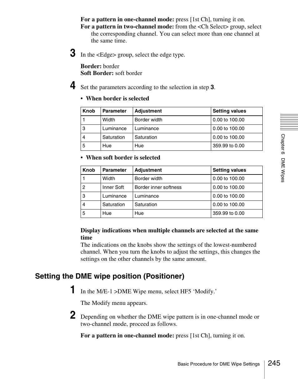 In o, Setting the dme wipe position (positioner) | Sony Multi Interface Shoe Adapter User Manual | Page 245 / 1094