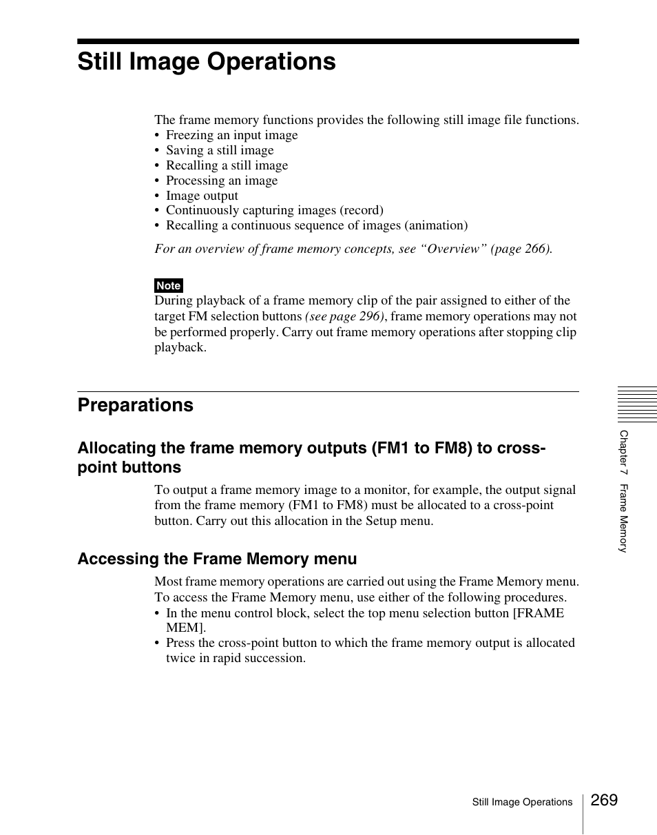 Still image operations, Preparations | Sony Multi Interface Shoe Adapter User Manual | Page 269 / 1094