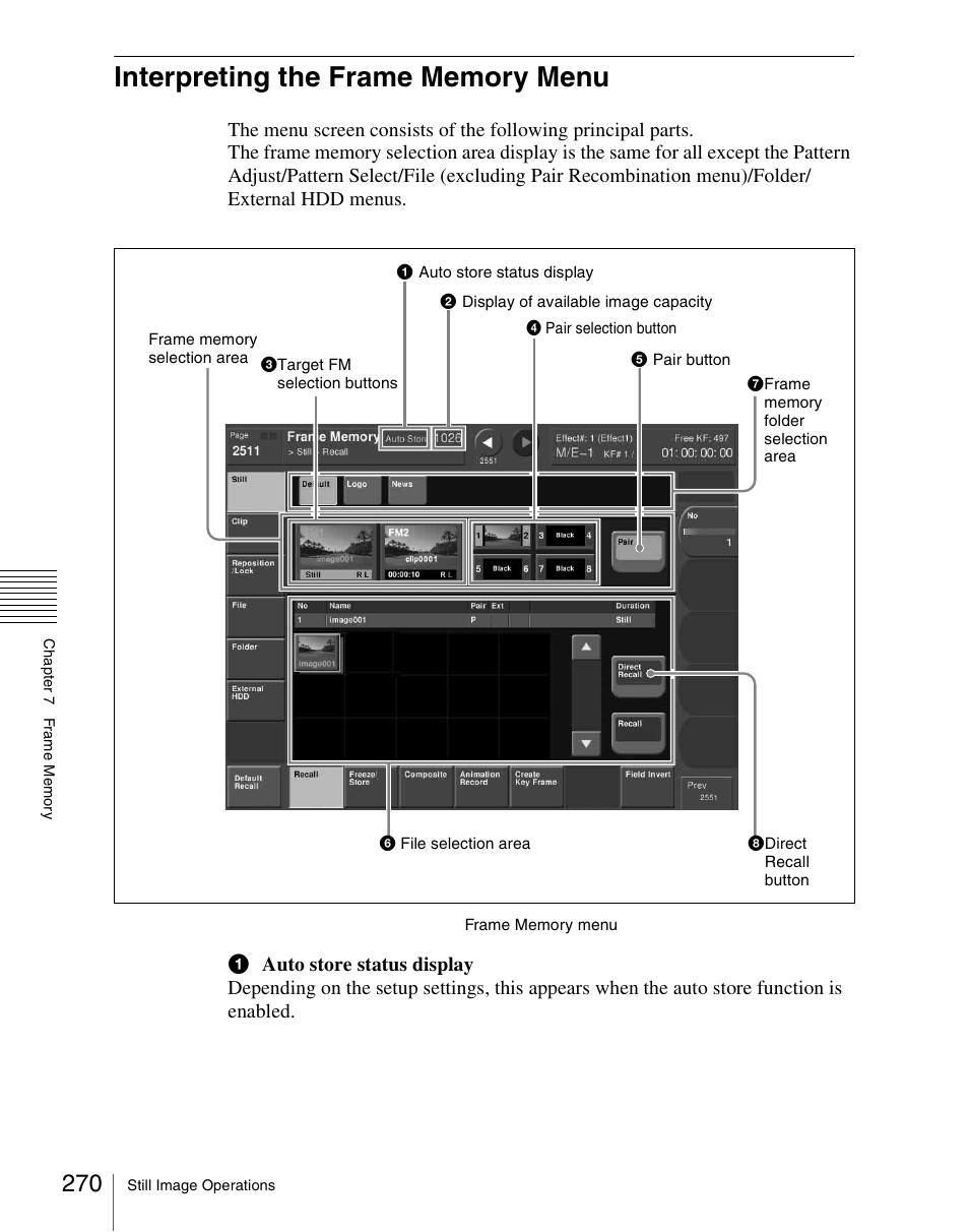 Interpreting the frame memory menu | Sony Multi Interface Shoe Adapter User Manual | Page 270 / 1094