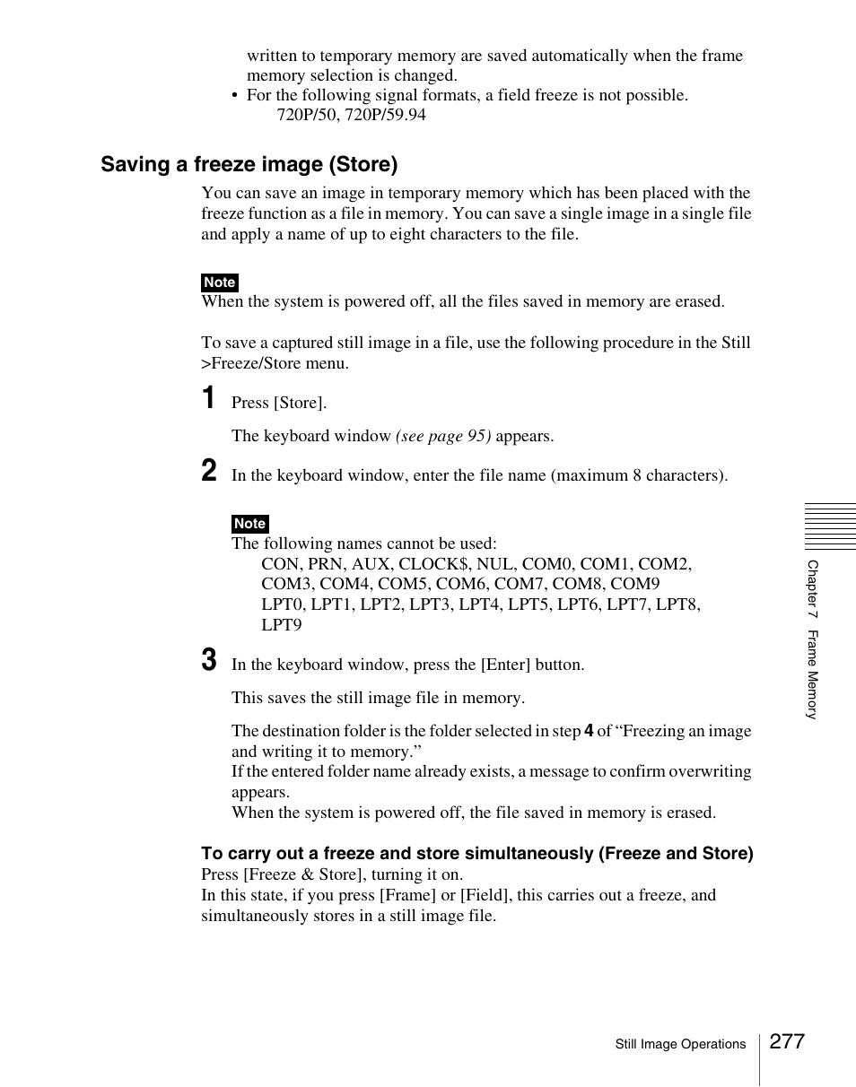 Saving a freeze image (store) | Sony Multi Interface Shoe Adapter User Manual | Page 277 / 1094