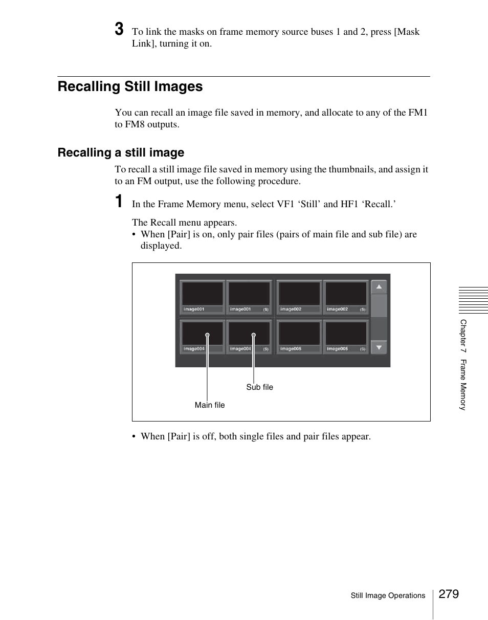 Recalling still images, Recalling a still image | Sony Multi Interface Shoe Adapter User Manual | Page 279 / 1094