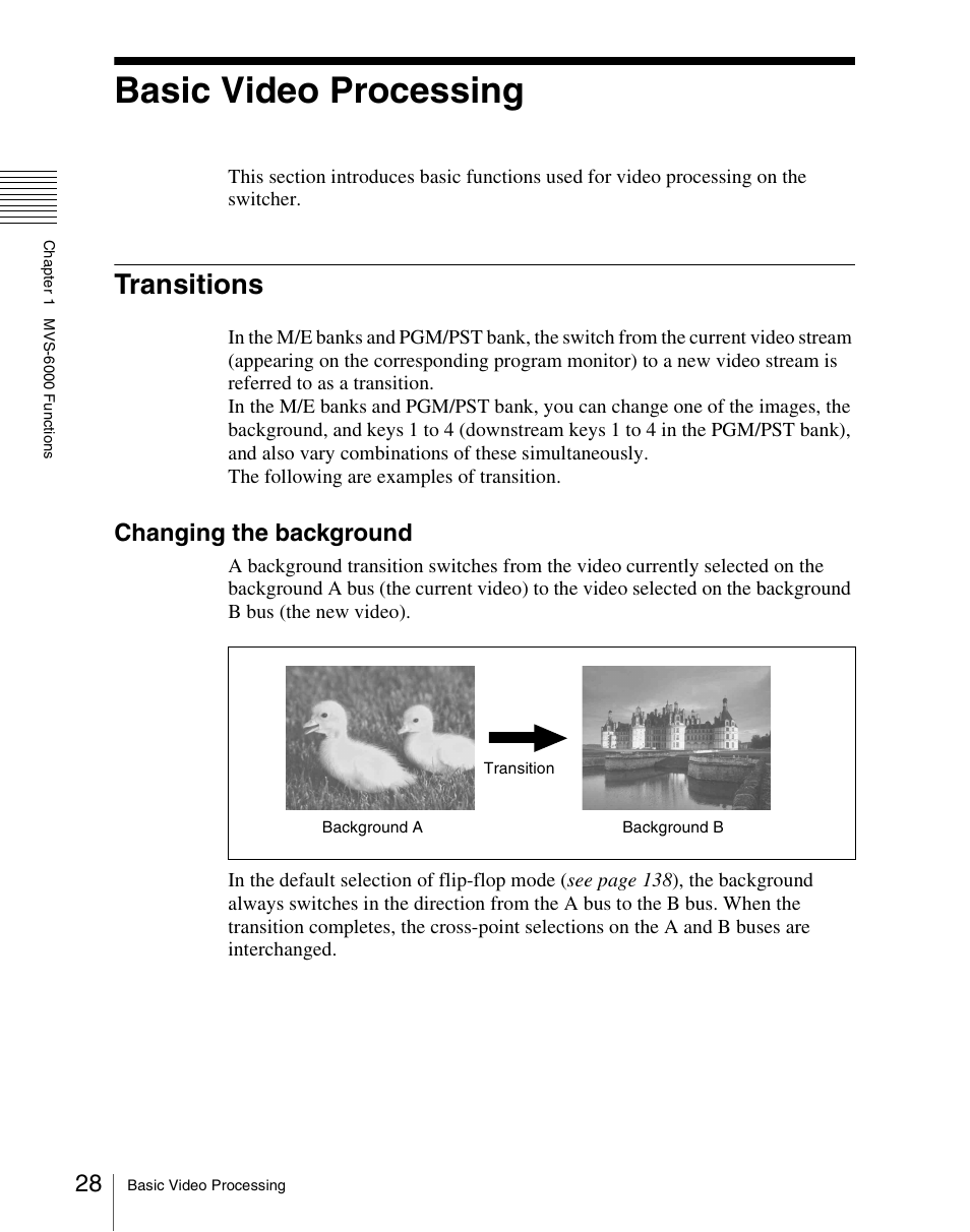 Basic video processing, Transitions, Changing the background | Sony Multi Interface Shoe Adapter User Manual | Page 28 / 1094